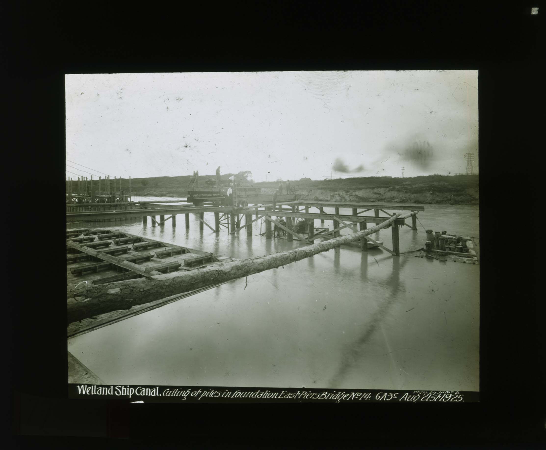 Cutting of piles in foundation east piers Bridge no.14