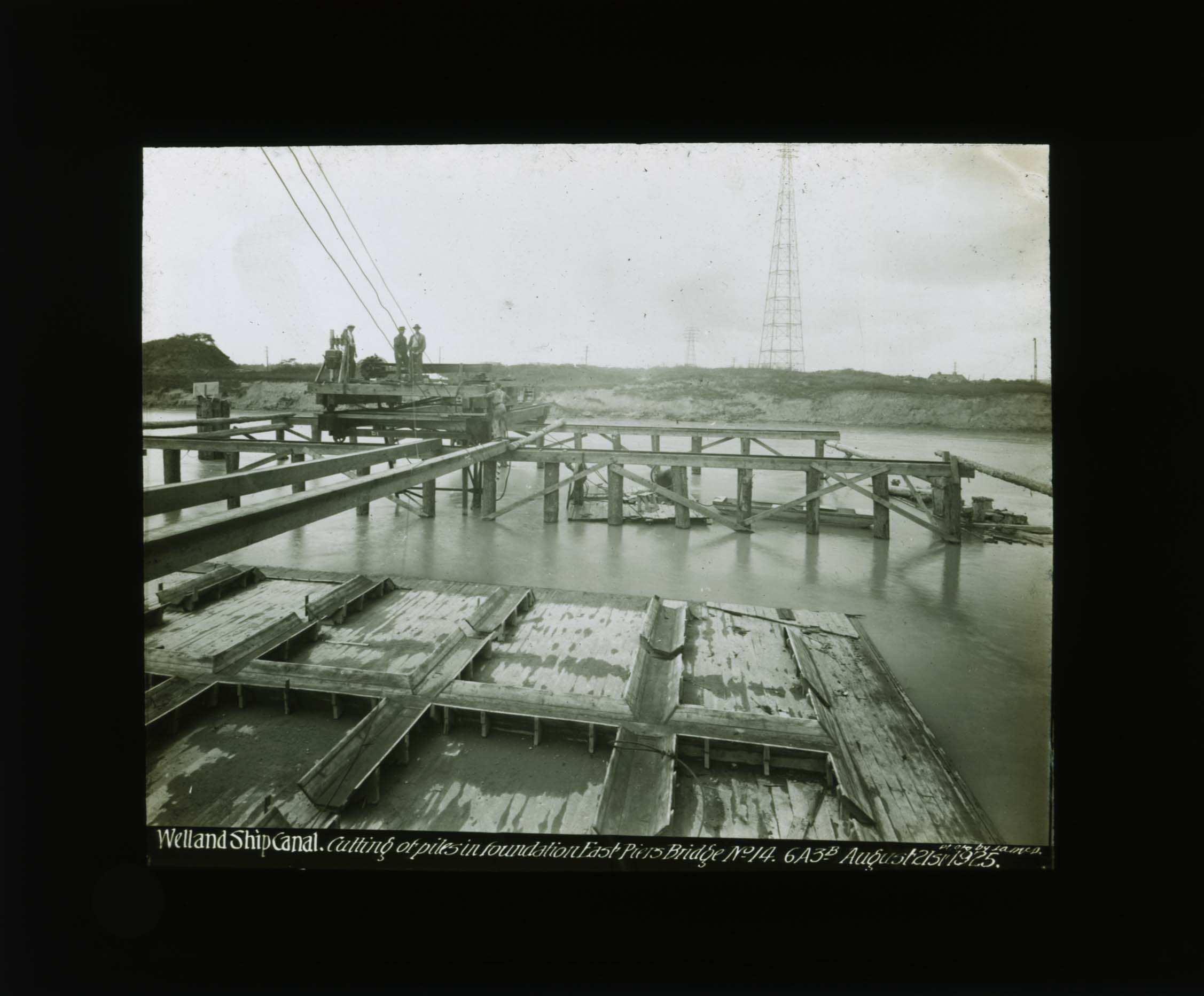Cutting of piles in foundation on East Piers Bridge no.14