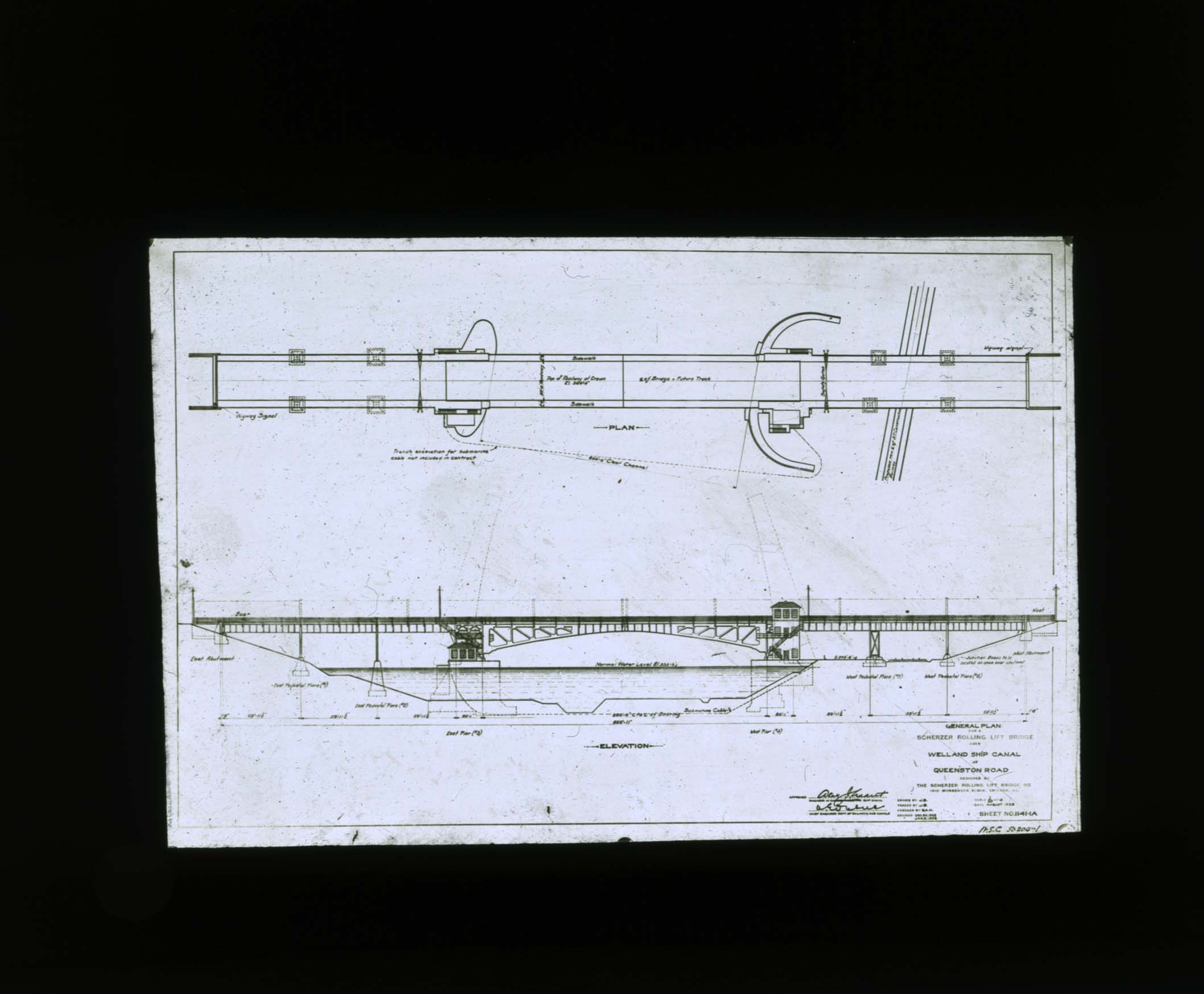 General Plan for a Scherzer rolling lift bridge Queenston Road