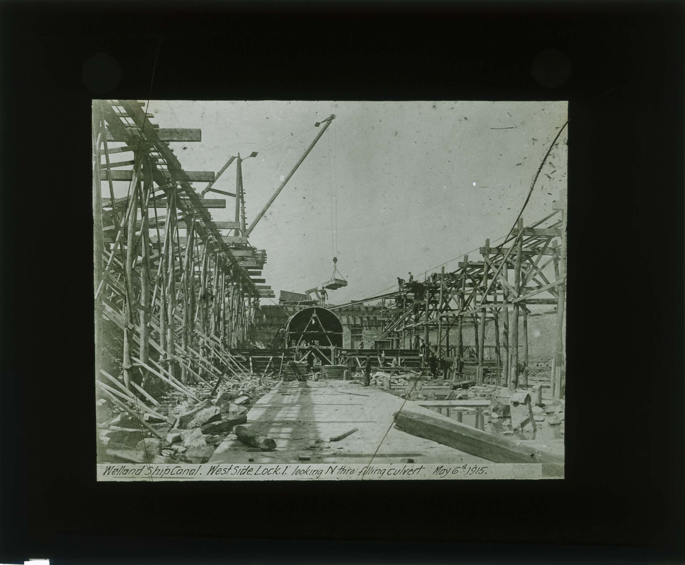 West side Lock 1 looking N through filling culvert