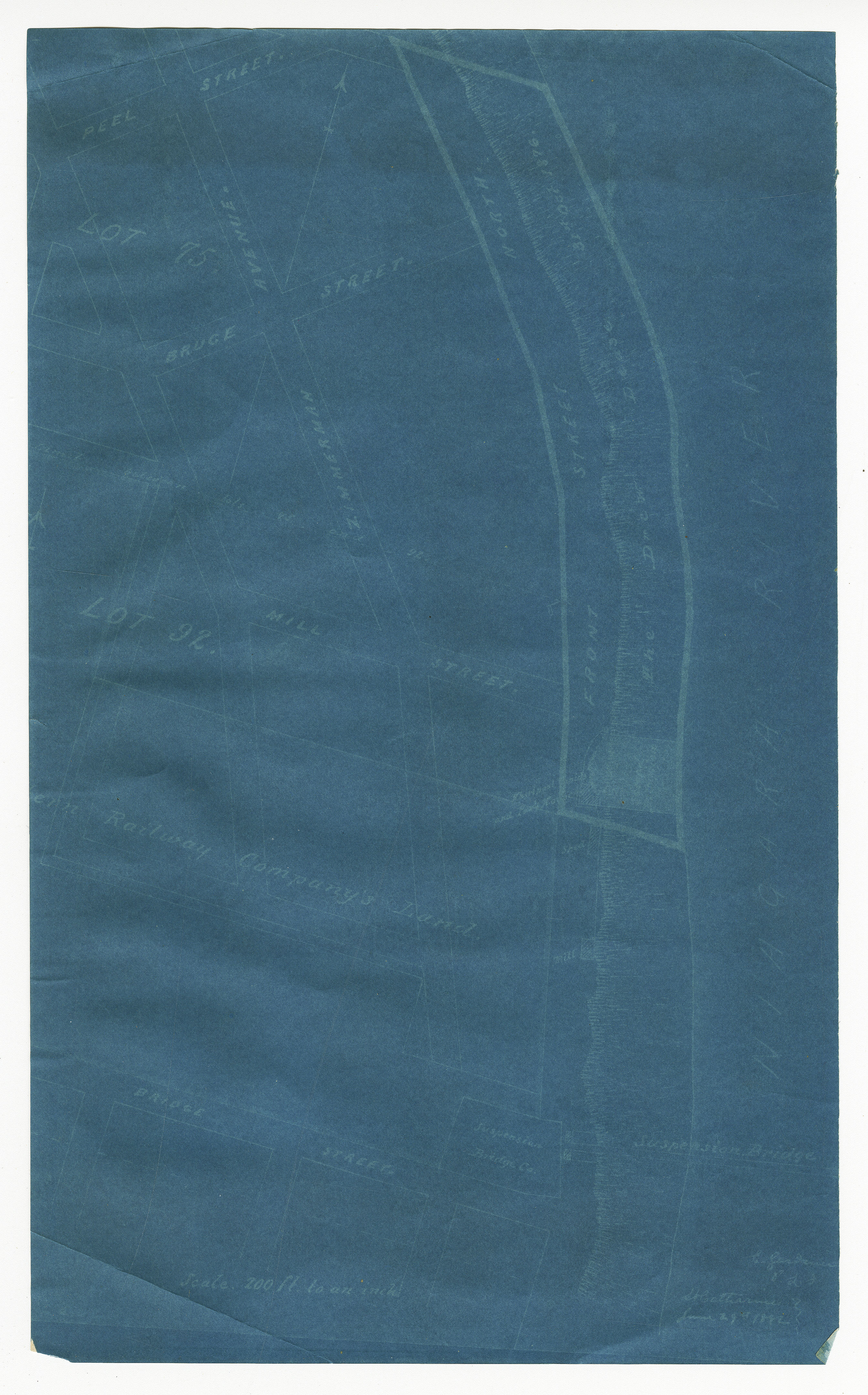 Blueprint showing Lots 75 and 92 including Railway Company Lands