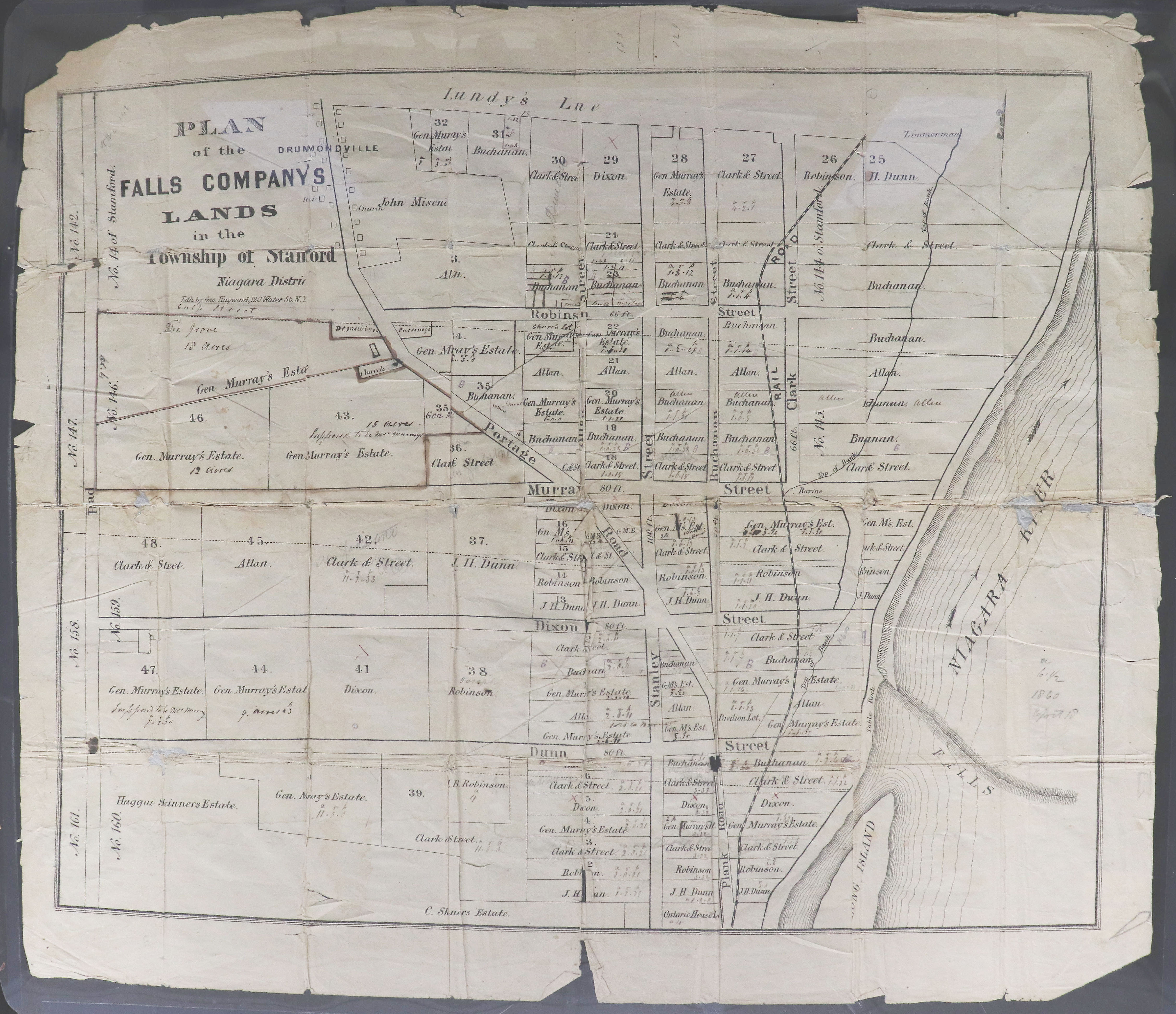 click to see item Plan of the Falls Companys Lands in the Township of Stamford