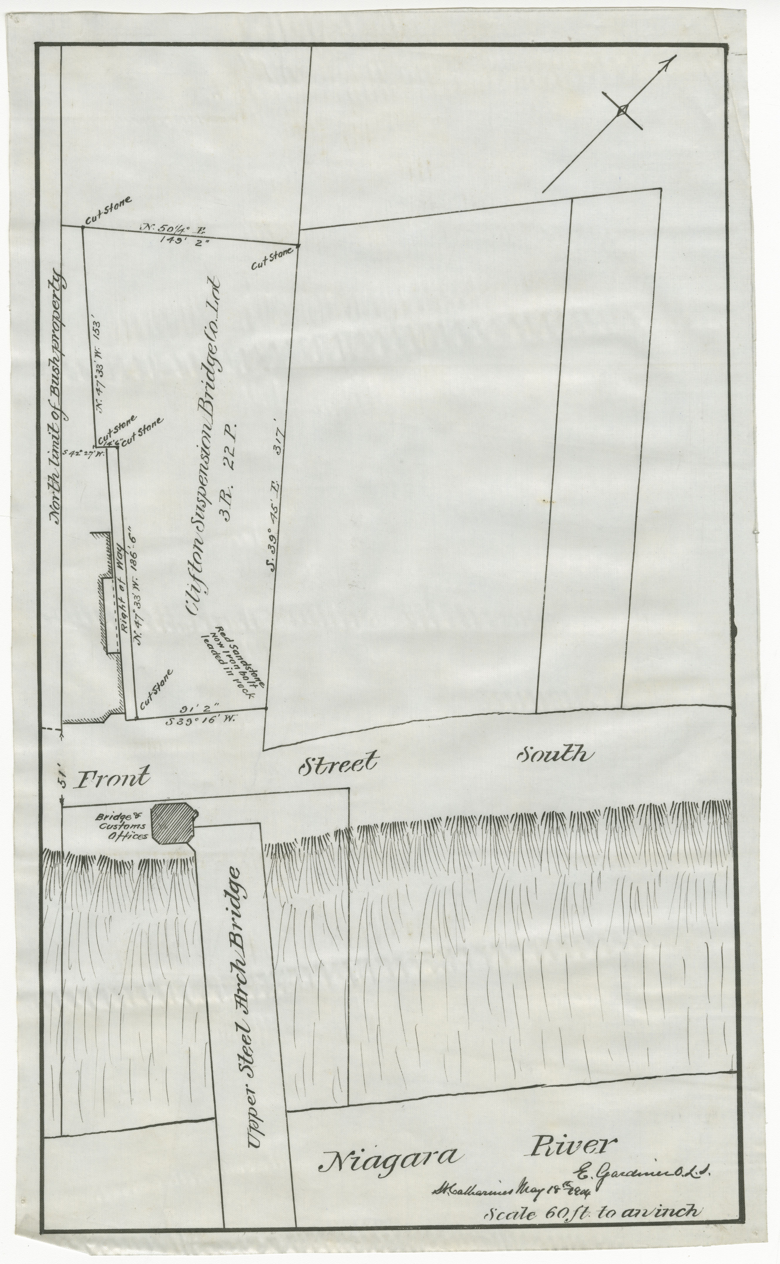 Plan showing Niagara River Front Street South Upper Steel Arch Bridge