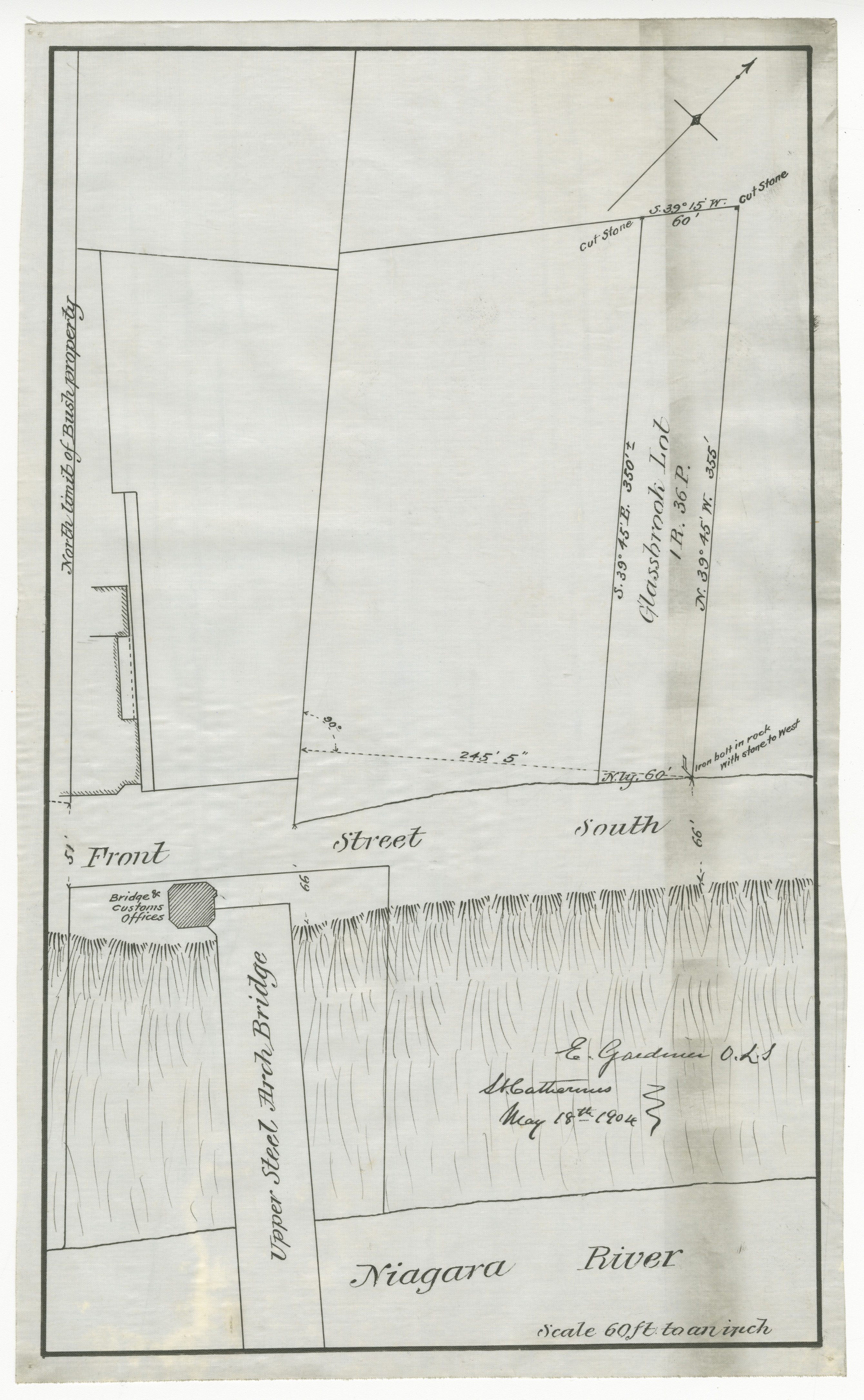 Plan showing Niagara River Front Street South Upper Steel Arch Bridge