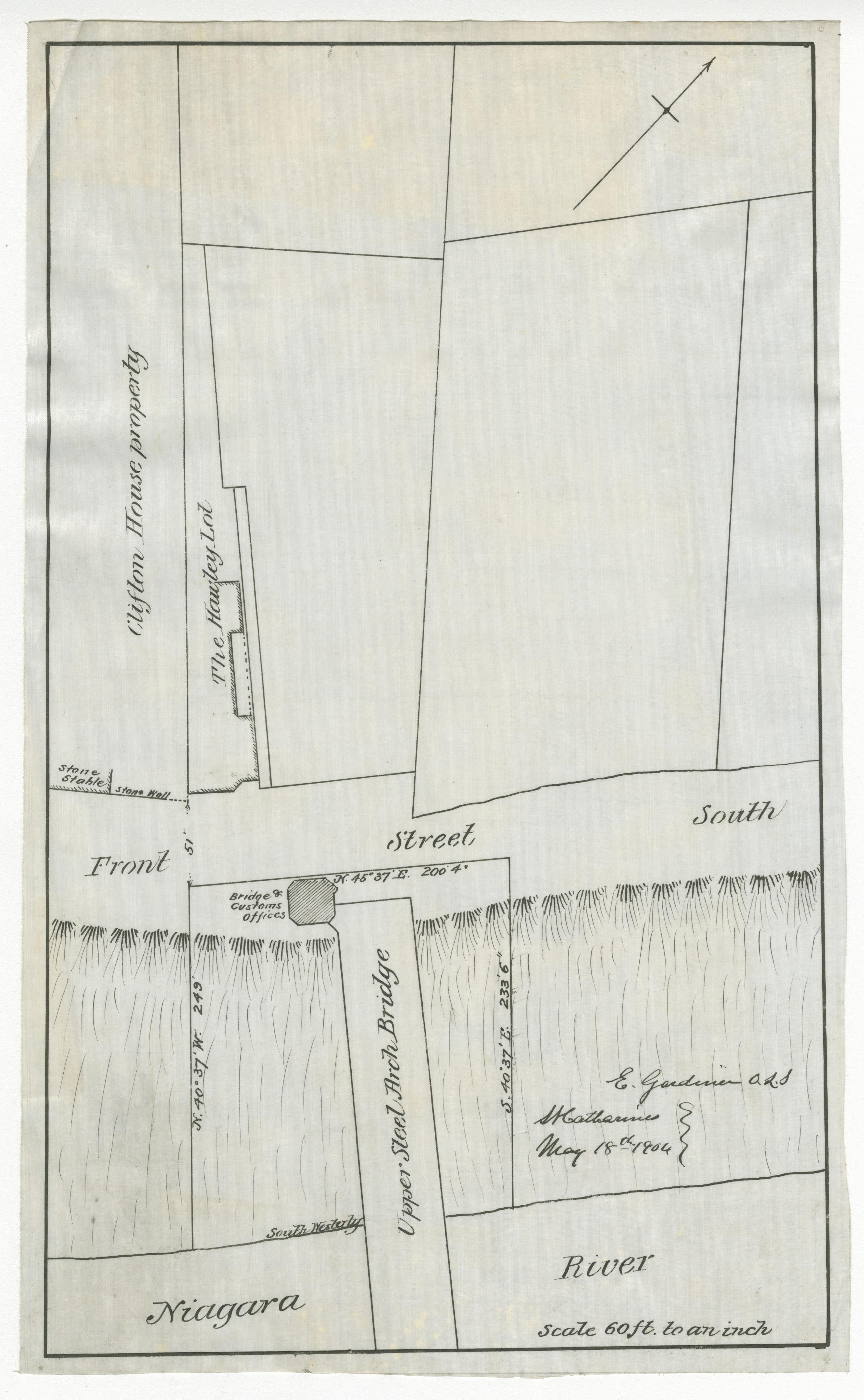 Plan showing Niagara River Front Street South Upper Steel Arch Bridge