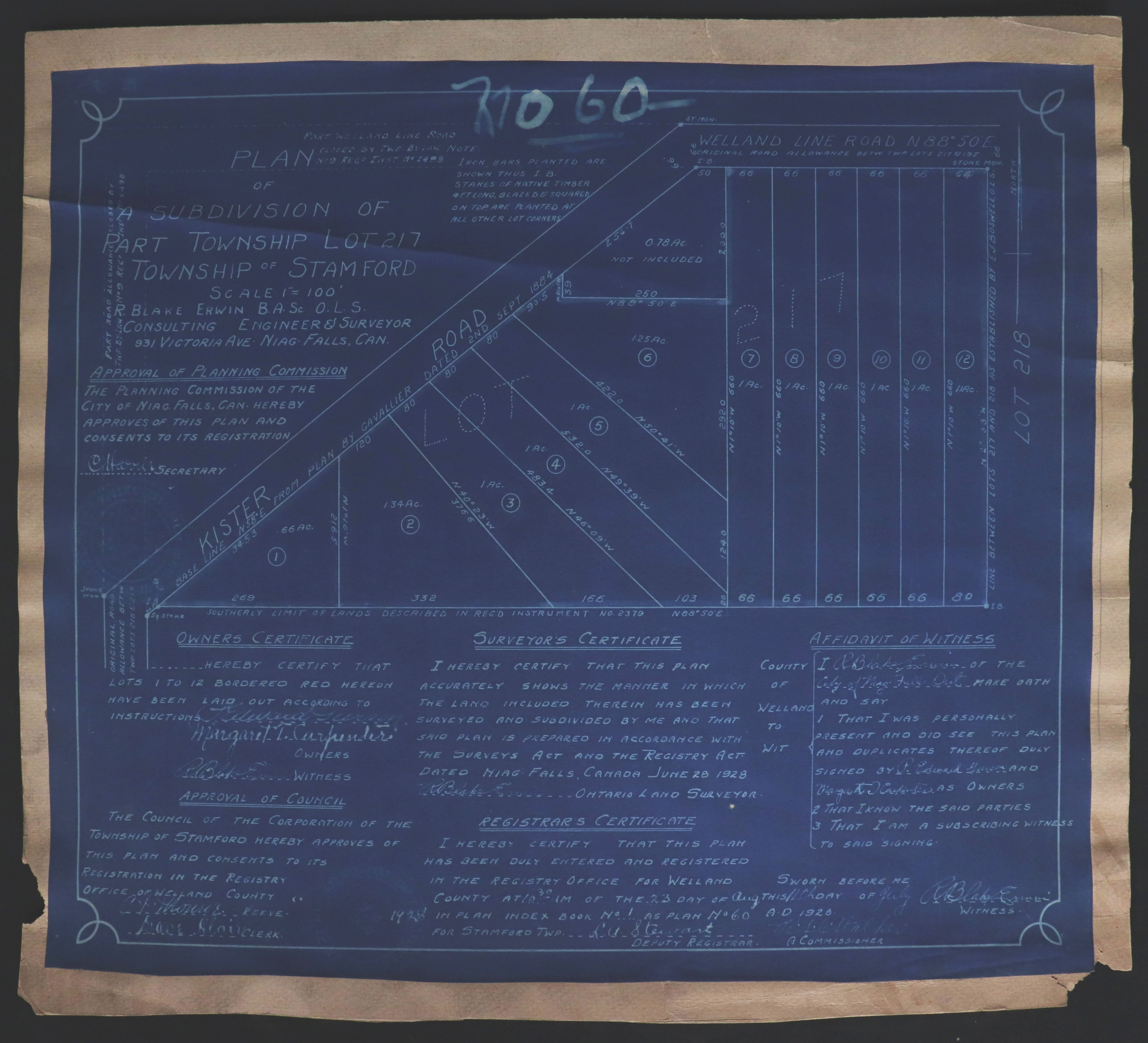 Plan of a Subdivision of part township lot 217