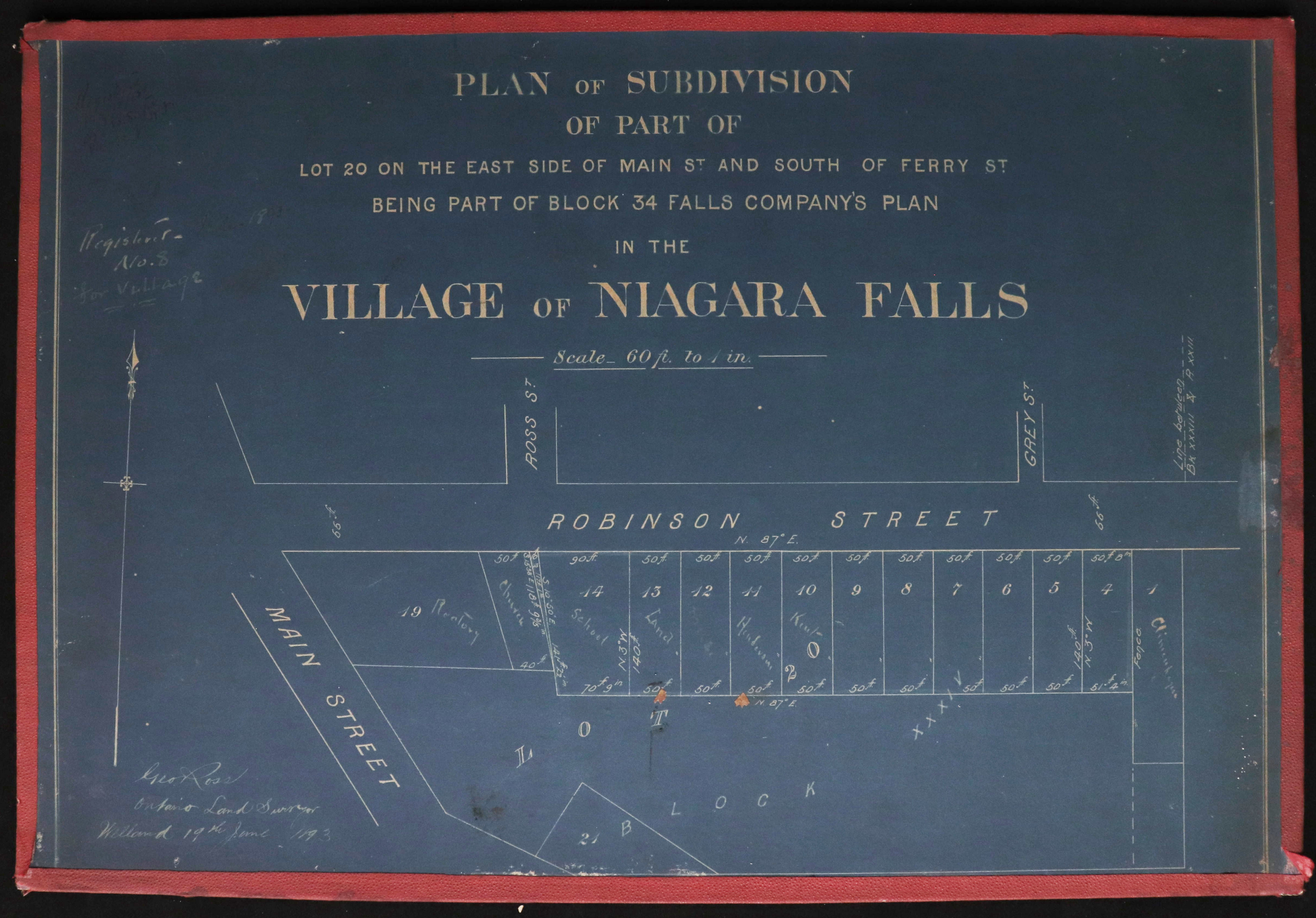 Plan of Subdivision of Lot20 on the East Side of Main Street and South of Ferry Street