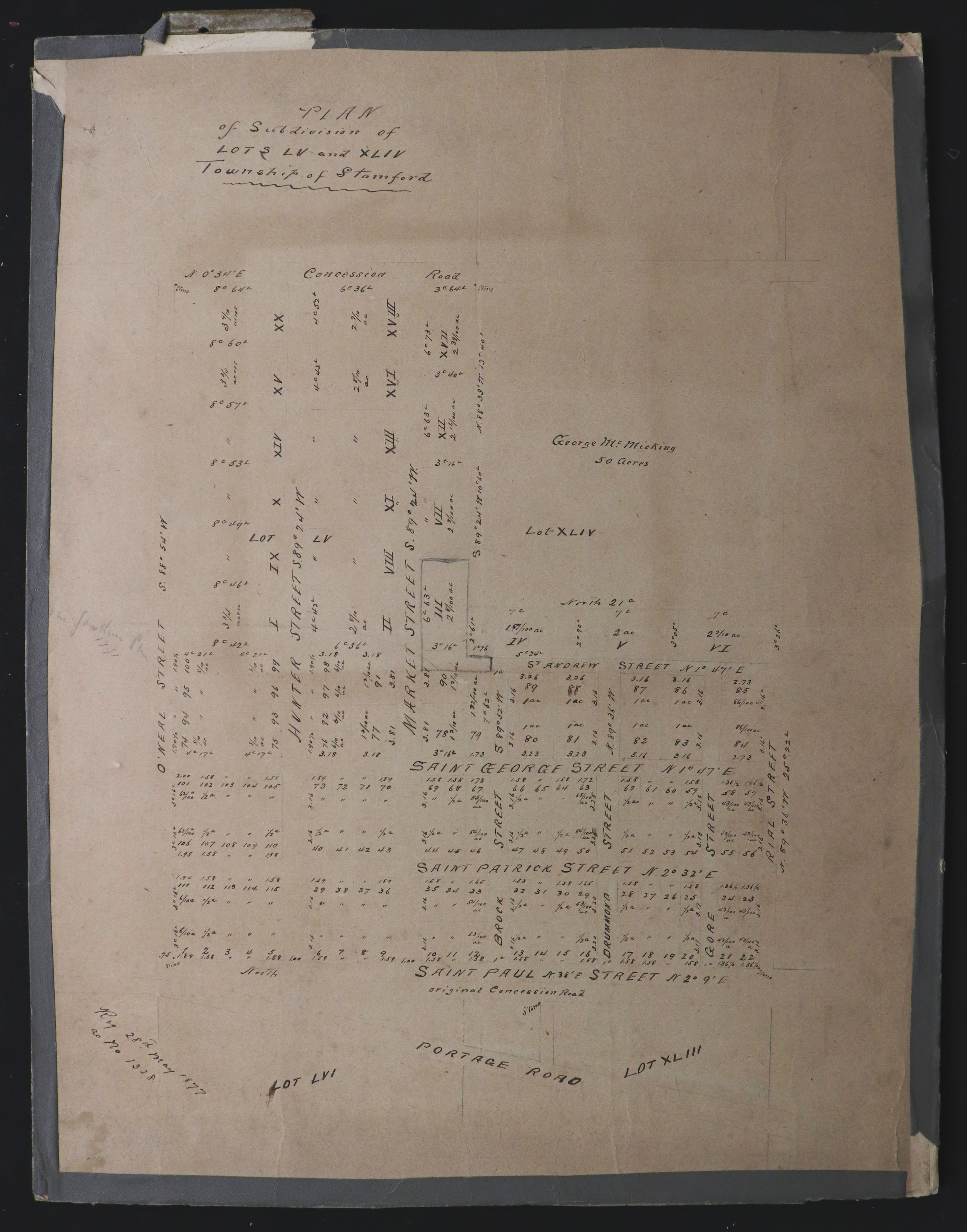 Plan of Subdivision of part of Lots 55 and 44 Township of Stamford
