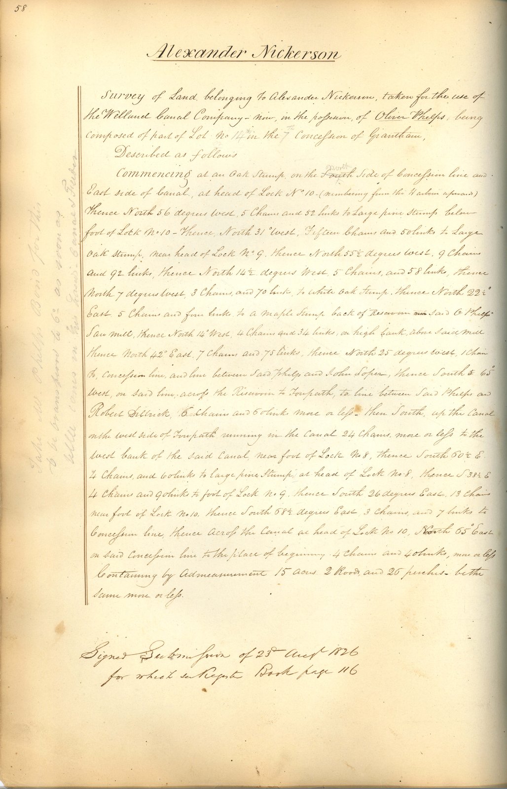 Welland Canal Survey of Lands Alexander Nickerson