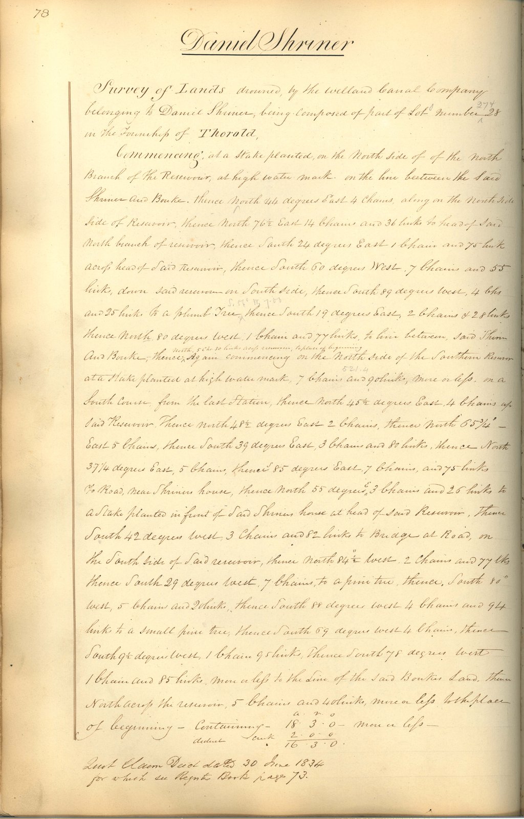 Welland Canal Survey of Lands Daniel Shriner