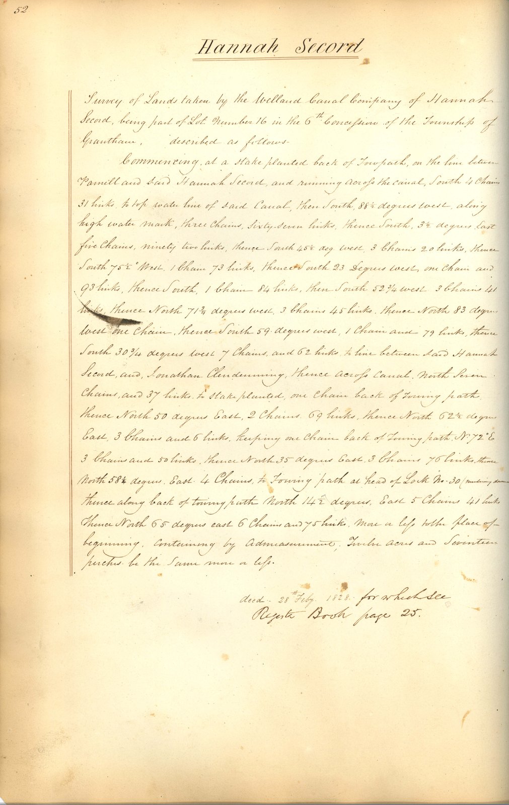 Welland Canal Survey of Lands Hannah Secord