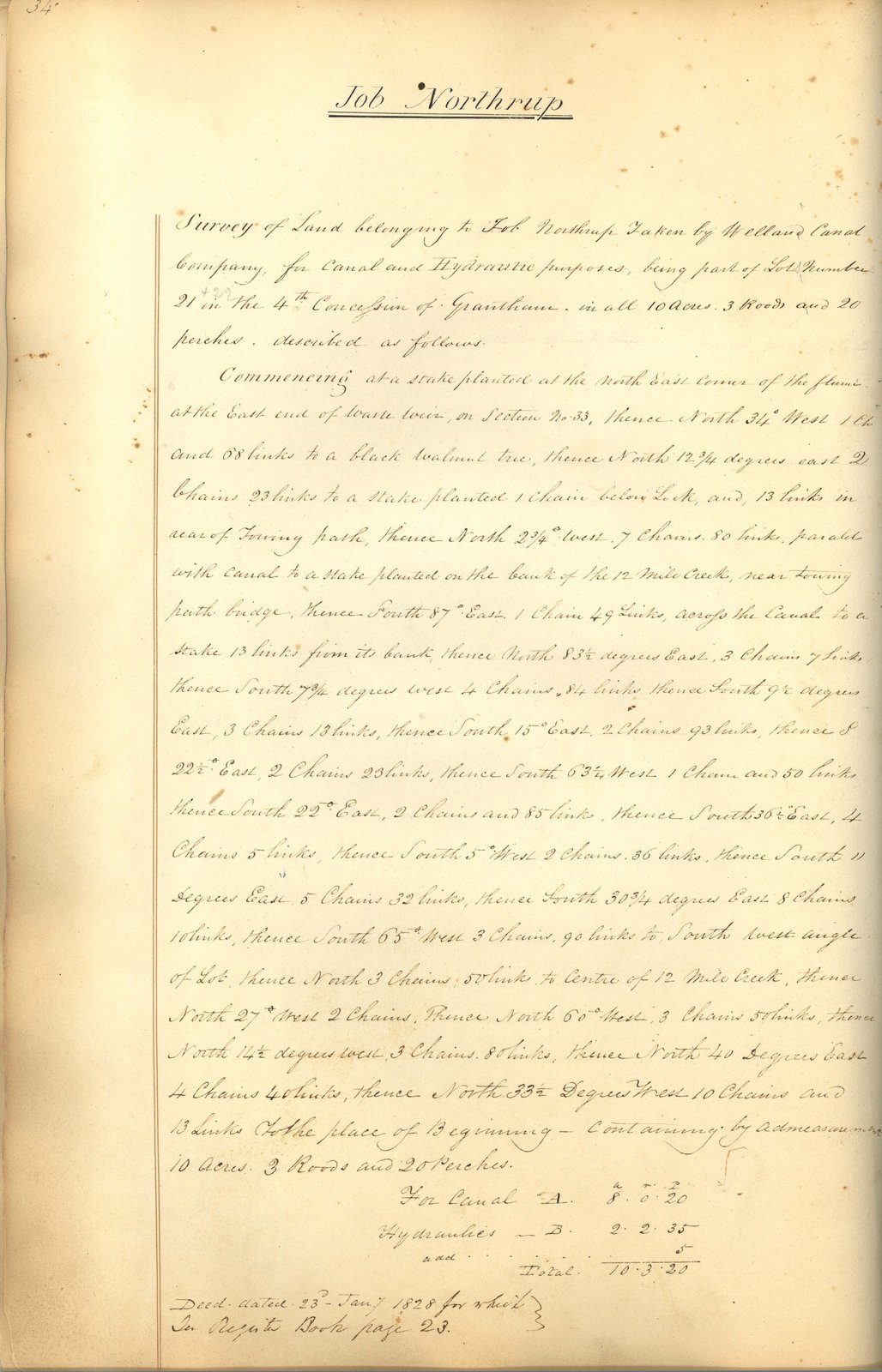 Welland Canal Survey of Lands Job Northrup