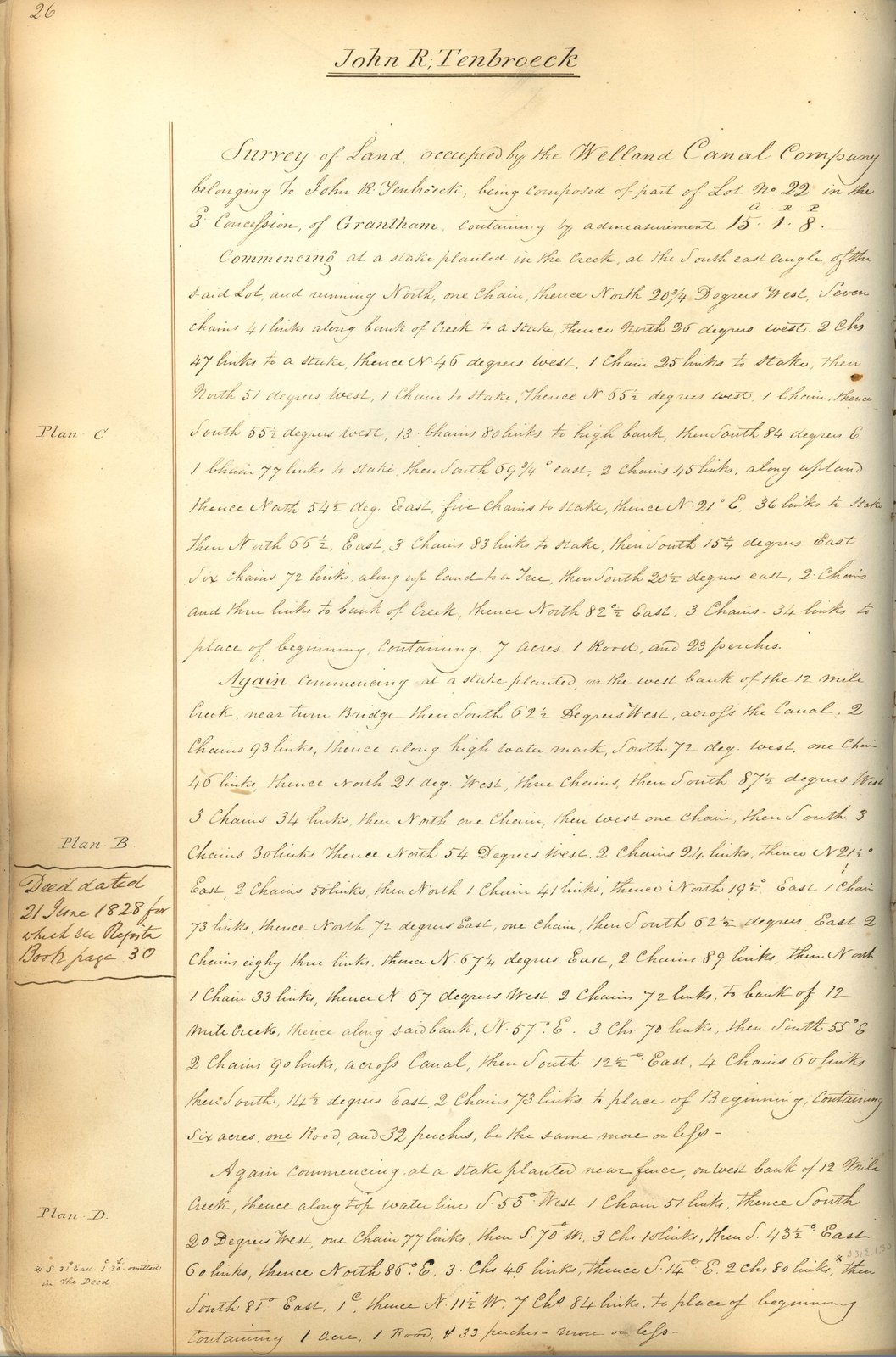 Welland Canal Survey of Lands John R. Tenbroeck