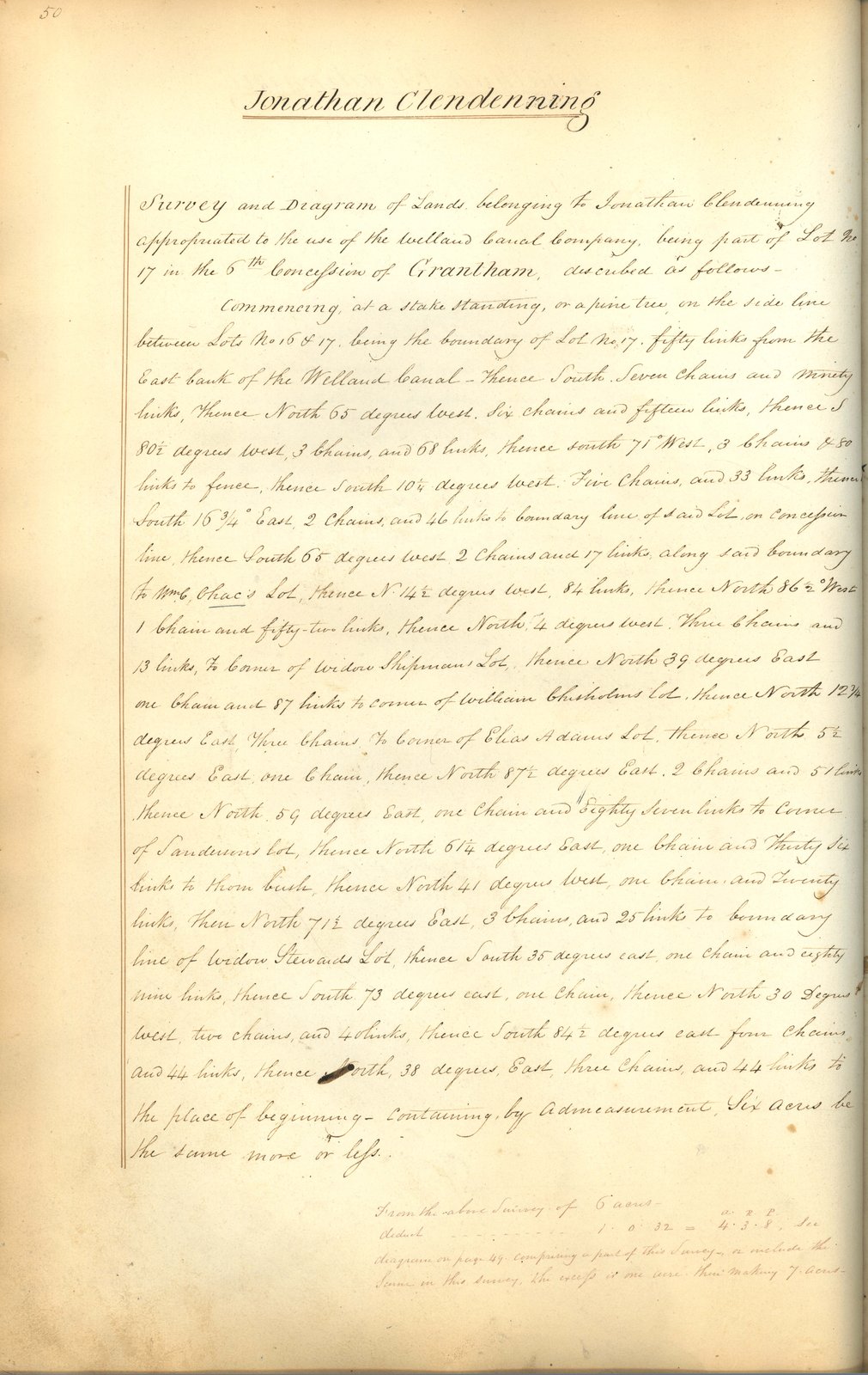 Welland Canal Survey of Lands Jonathan Clendenning