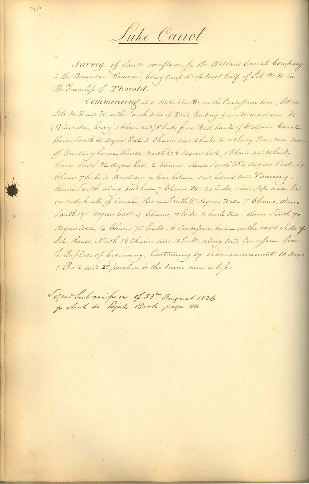 Welland Canal Survey of Lands Luke Carrol