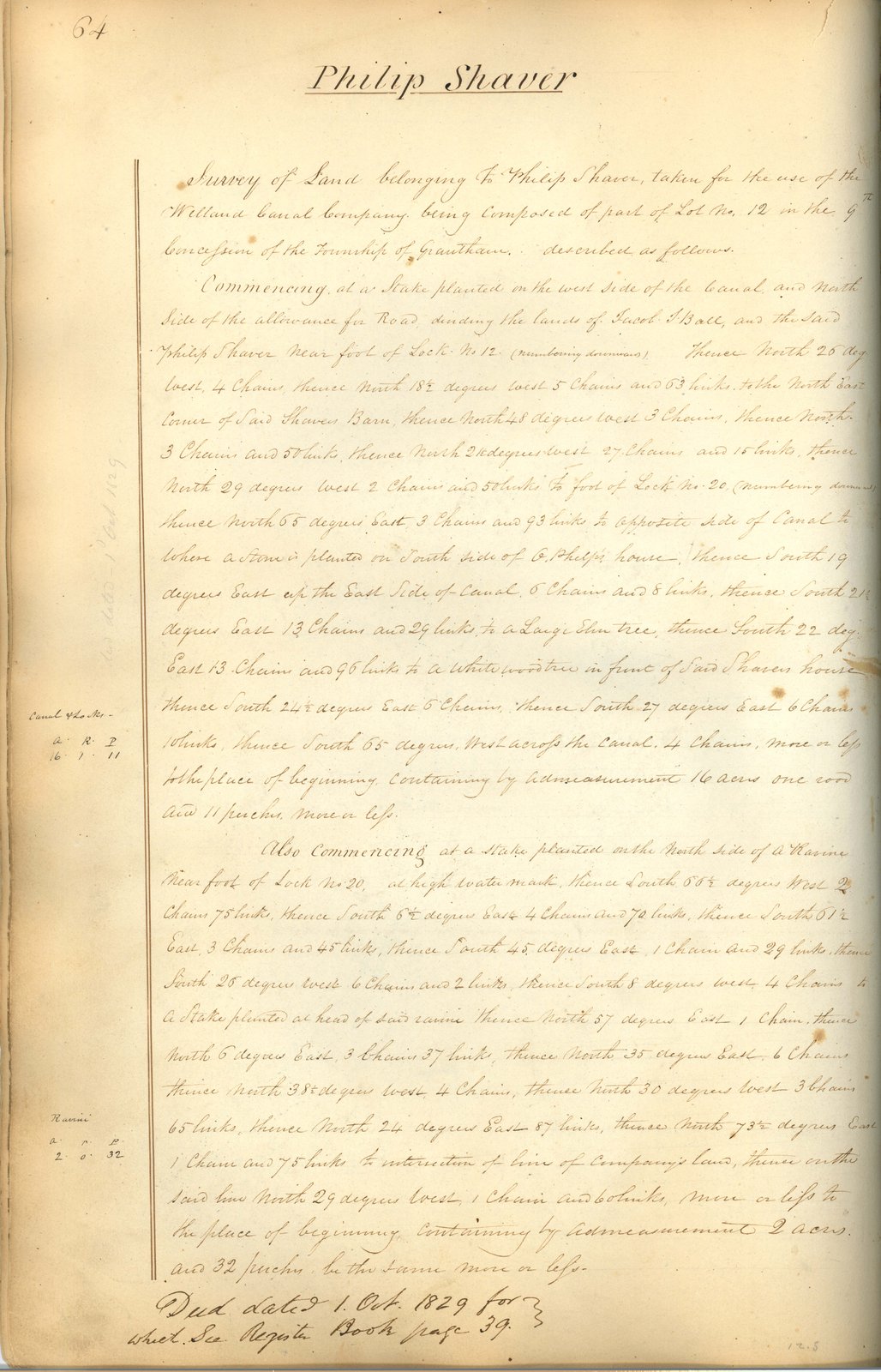 Welland Canal Survey of Lands Philip Shaver