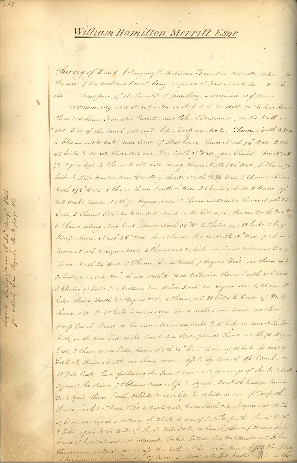 Welland Canal Survey of Lands William Hamilton Merritt