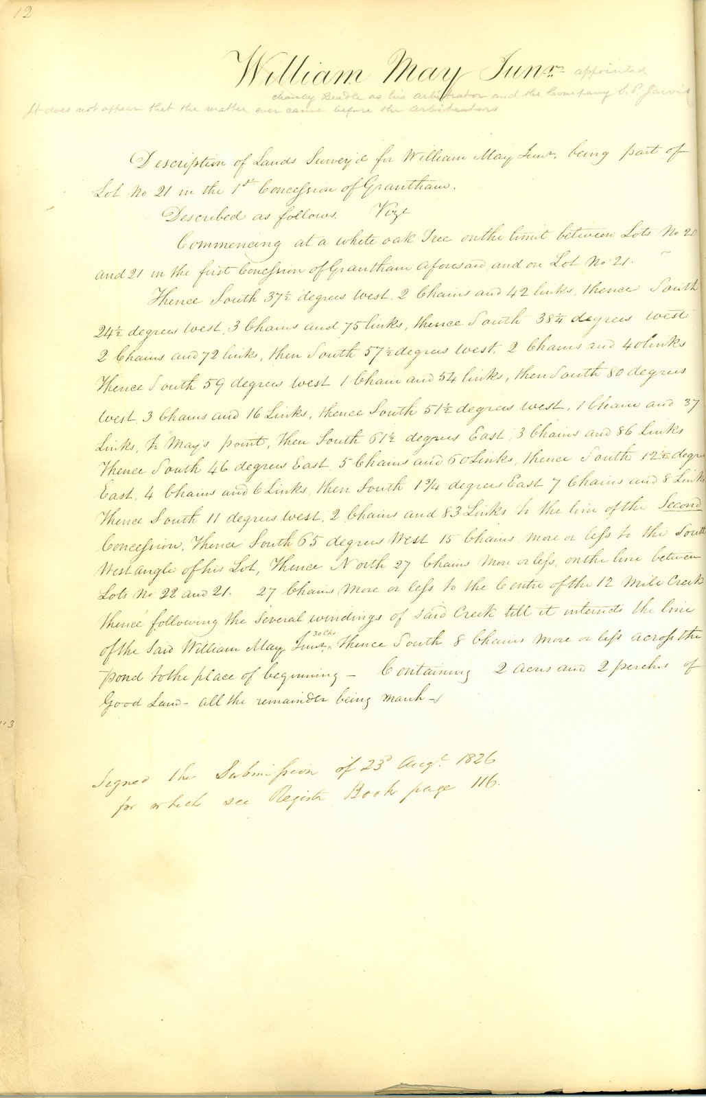 Welland Canal Survey of Lands William May Jr.